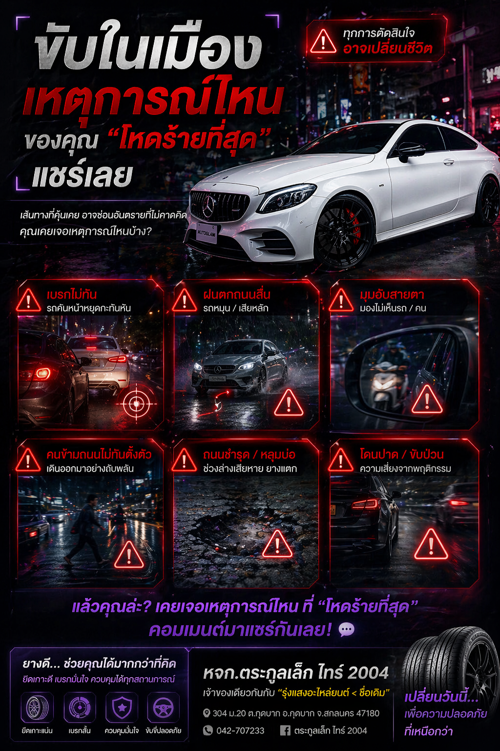 ห้างหุ้นส่วนจำกัด ตระกูลเล็ก ไทร์ 2004 บริการตรวจเช็กรถยนต์ทุกประเภท ฟรี